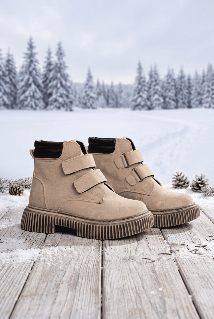 Rahat Kalıp Termo Taban Çift Cırtlı Bot Çocuk Unisex Bej Bot TBGRF140C