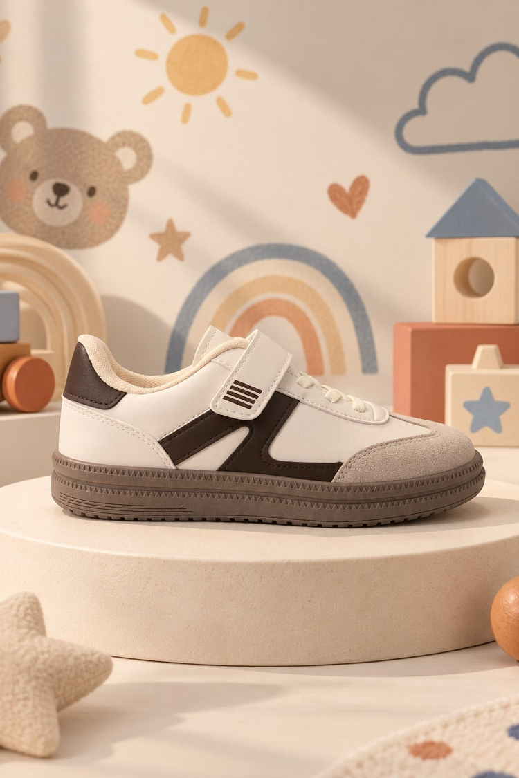 Rahat Kalıp Termo Taban Cırtlı Sneaker Unisex Bej Kahve Sneaker TBTCRT
