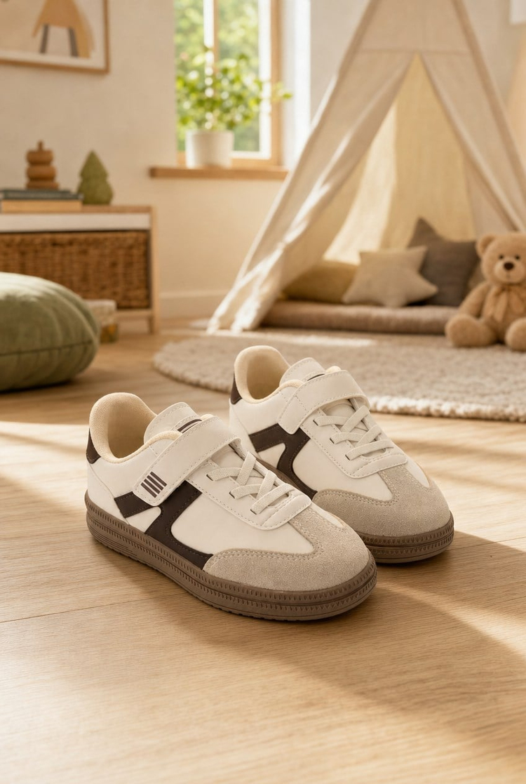 Rahat Kalıp Termo Taban Cırtlı Sneaker Unisex Bej Kahve Sneaker TBTCRT