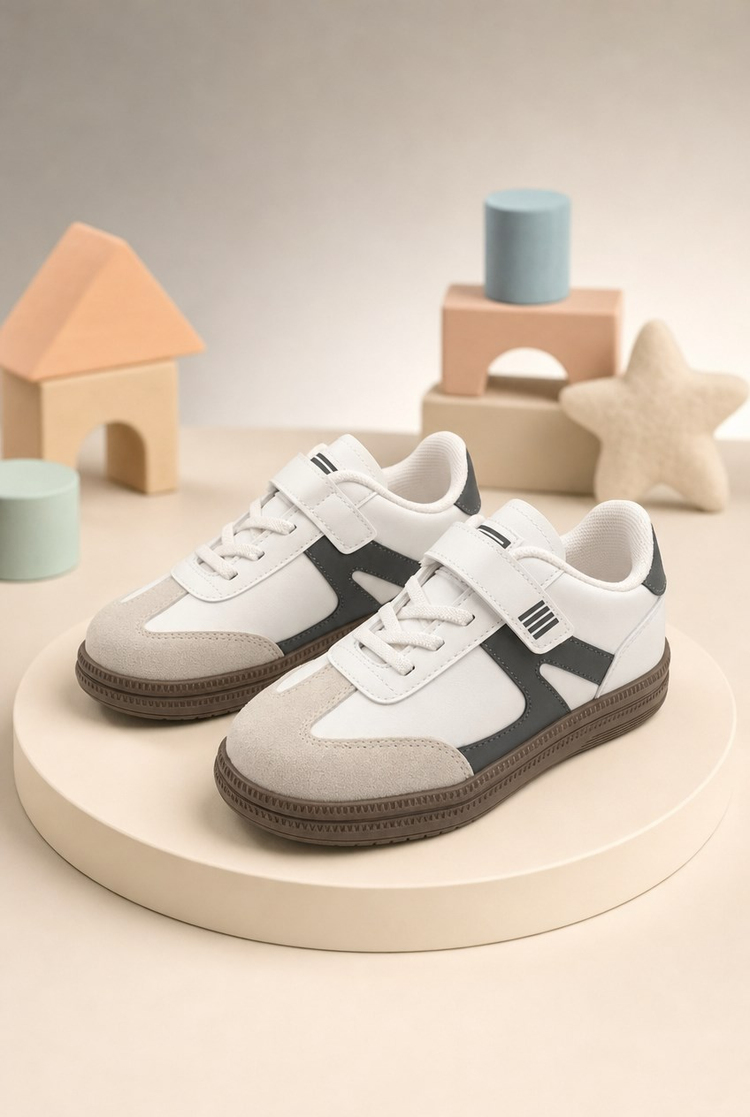 Rahat Kalıp Termo Taban Cırtlı Sneaker Unisex Beyaz Füme Sneaker TBTCRT