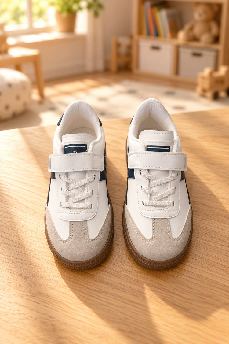 Rahat Kalıp Termo Taban Cırtlı Sneaker Unisex Beyaz Lacivert Sneaker TBTCRT