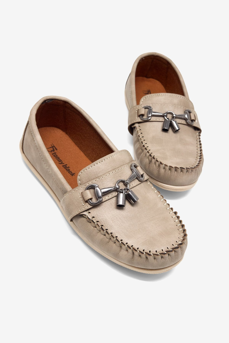 Rahat Kalıp Termo Taban Tokalı Loafer Erkek Çocuk Bej Loafer TBAYZ020