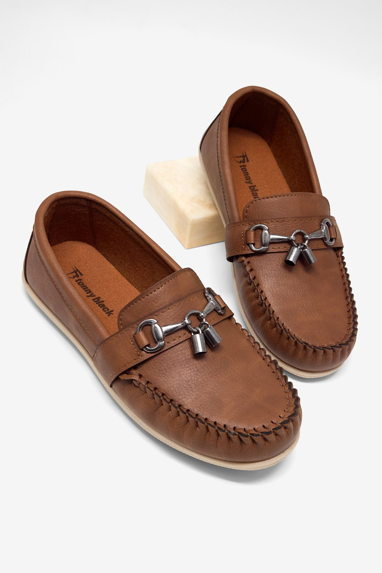 Rahat Kalıp Termo Taban Tokalı Loafer Erkek Çocuk Taba Loafer TBAYZ020