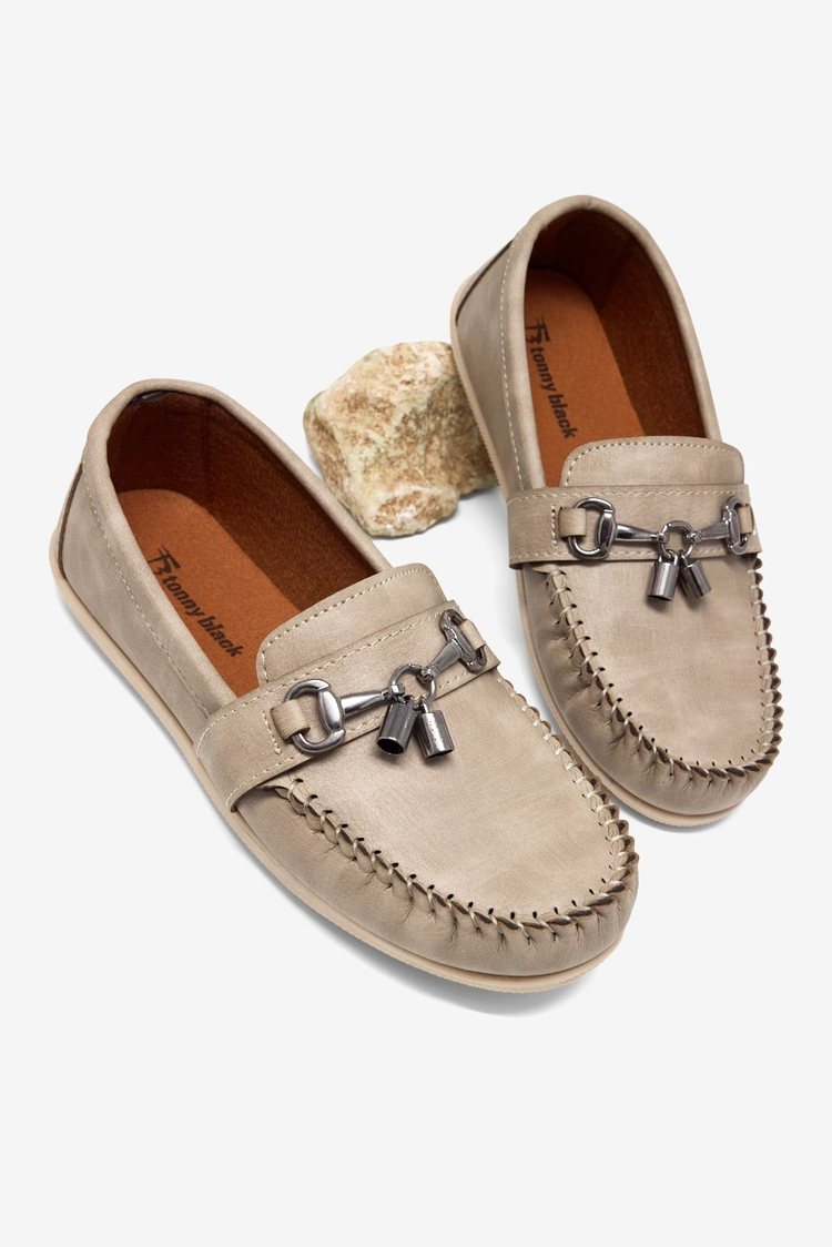 Rahat Kalıp Termo Taban Tokalı Loafer Erkek Çocuk Bej Loafer TBAYZ020