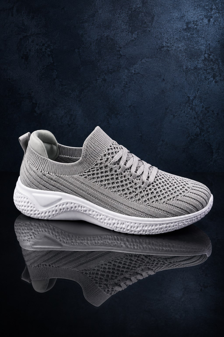 Rahat Kalıp Triko Bağcıklı Sneaker Kadın Açık Gri Sneaker TBSALL