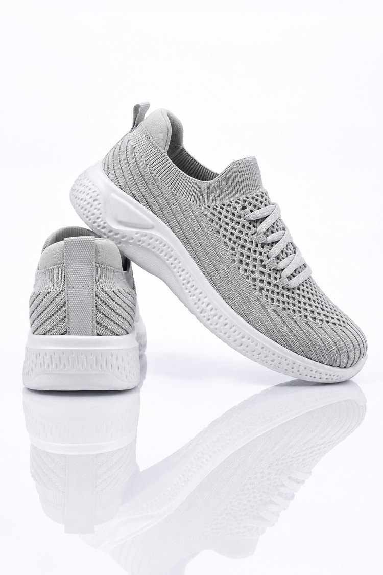 Rahat Kalıp Triko Bağcıklı Sneaker Kadın Açık Gri Sneaker TBSALL
