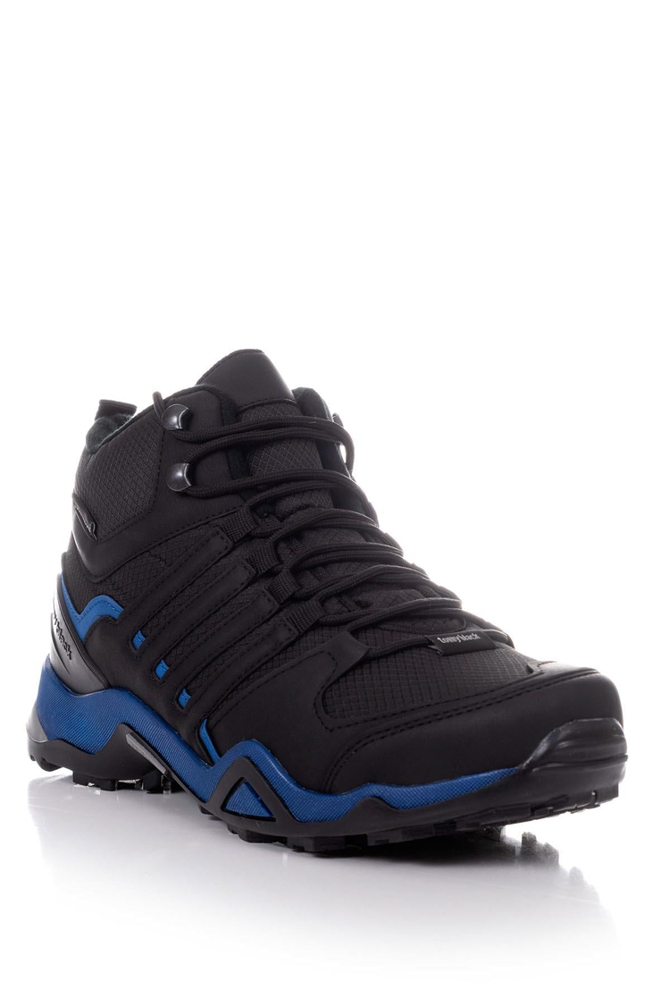 Rahat Kalıp Yanı Şerit Detaylı Bağcıklı Unisex Siyah Mavi Trekking Bot TB242-0K