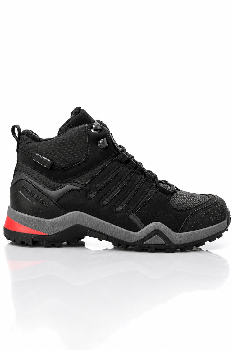 Rahat Kalıp Yanı Şerit Detaylı Bağcıklı Unisex Siyah Füme Trekking Bot TB242-0