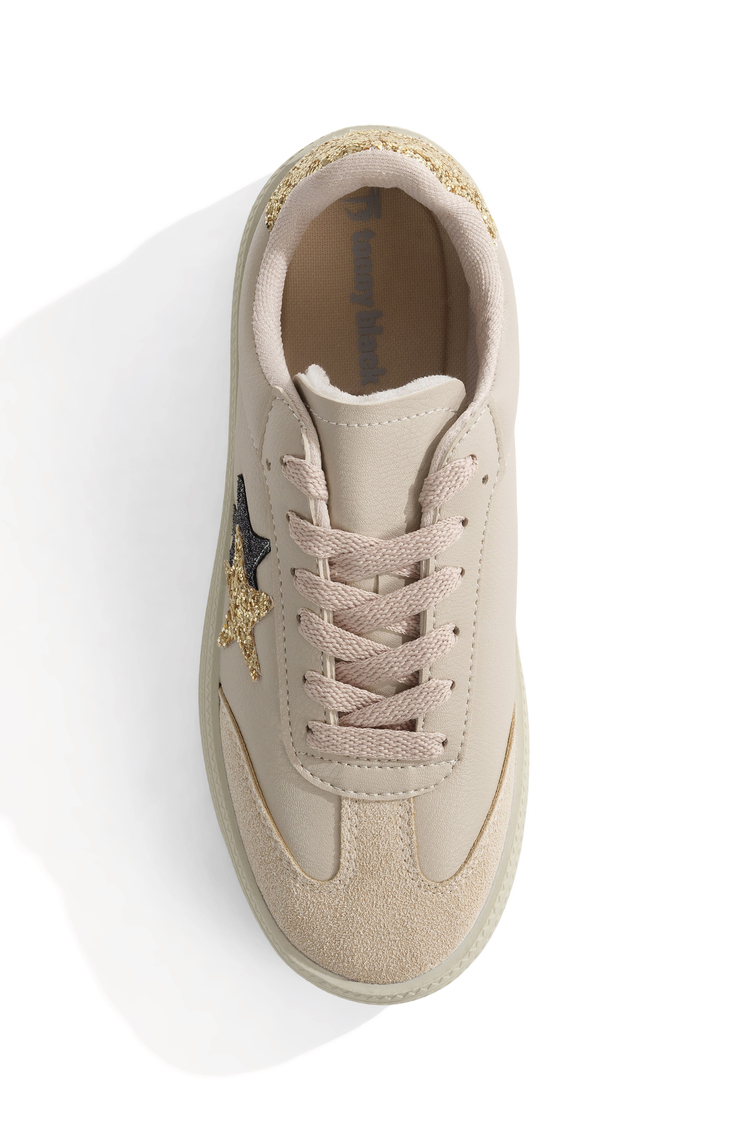 Rahat Kalıp Yarım Yıldız Desenli Sneaker Kadın Bej Sneaker TBZER050
