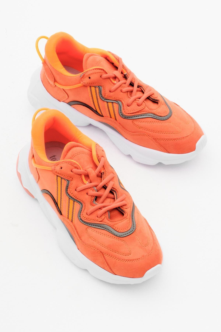 Rahat Kalıp Yüksek Taban Şeritli Bağcıklı Unisex Oranj Spor Ayakkabı TB248-0K