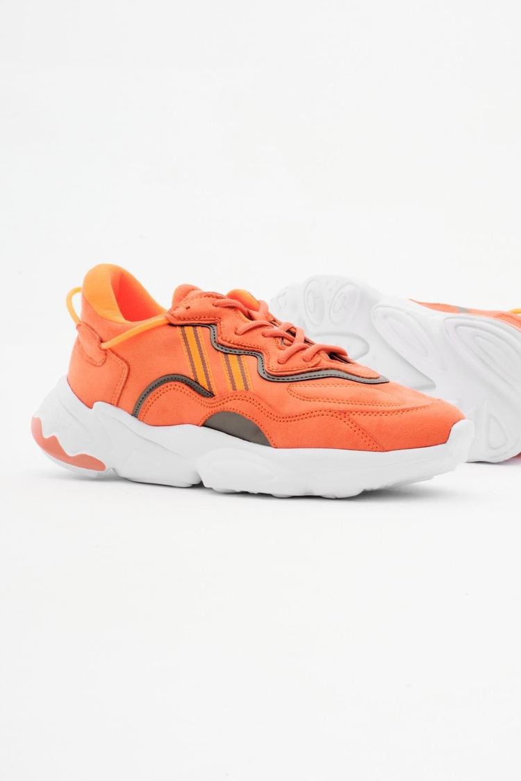 Rahat Kalıp Yüksek Taban Şeritli Bağcıklı Unisex Oranj Spor Ayakkabı TB248-0K