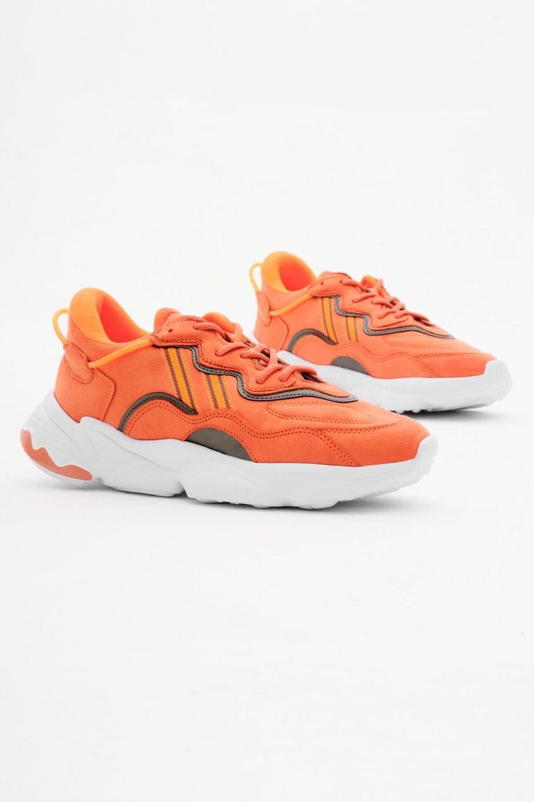 Rahat Kalıp Yüksek Taban Şeritli Bağcıklı Unisex Oranj Spor Ayakkabı TB248-0K