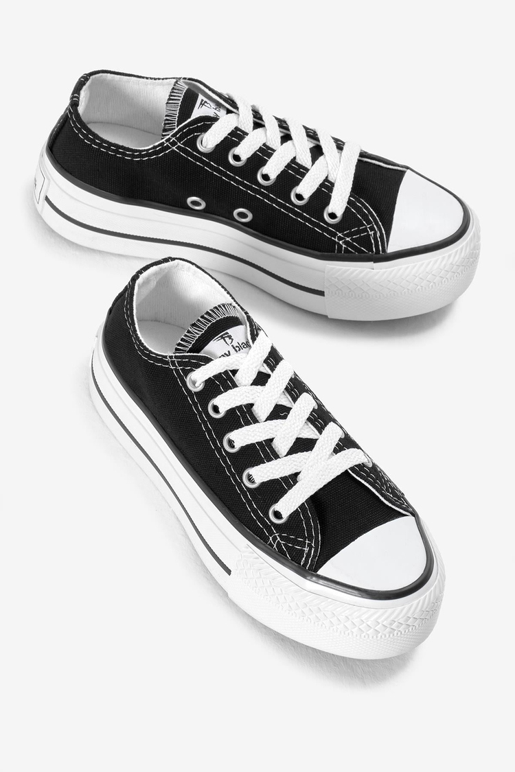 Termo Kalın Taban Bağcıklı Keten Çocuk Unisex Siyah Spor Ayakkabı TBH1465