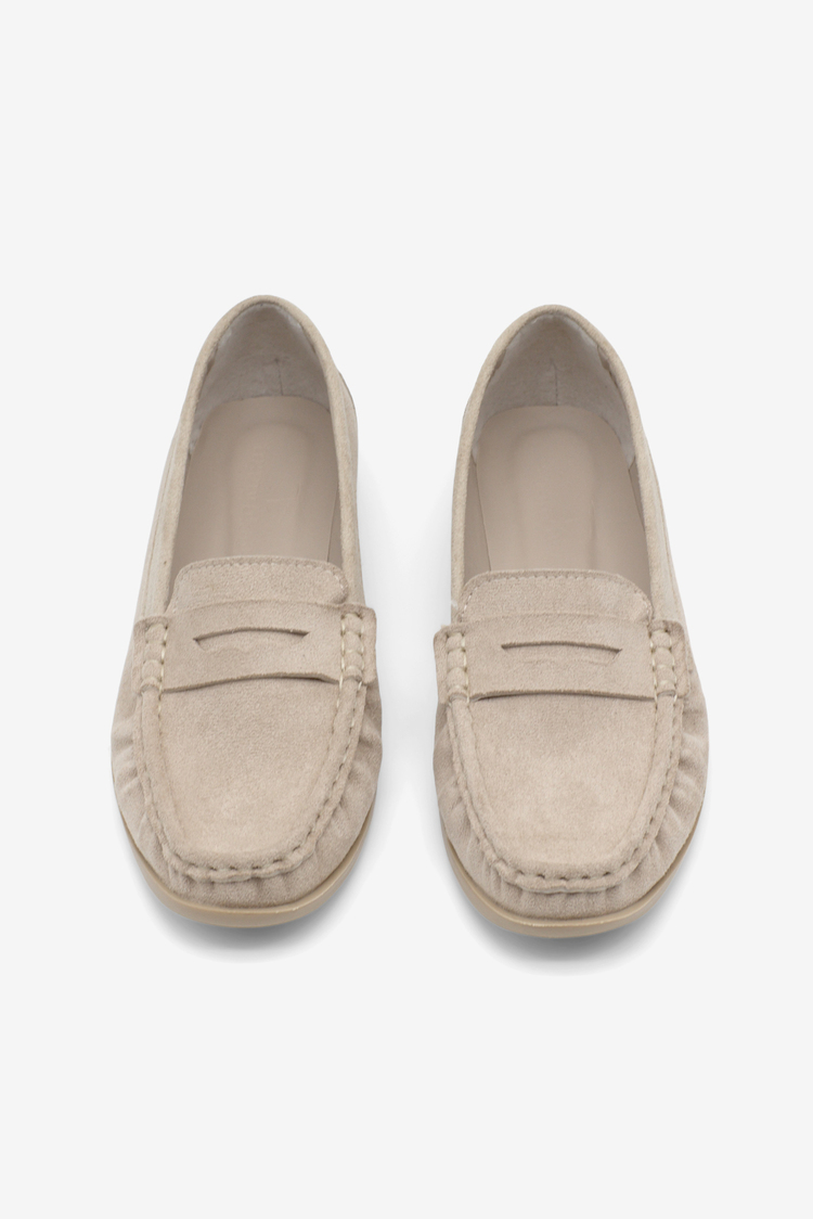 Termo Kaymaz Taban Loafer Oxford Kadın Ayakkabı Kadın Bej Süet Ayakkabı TBGZGN1125