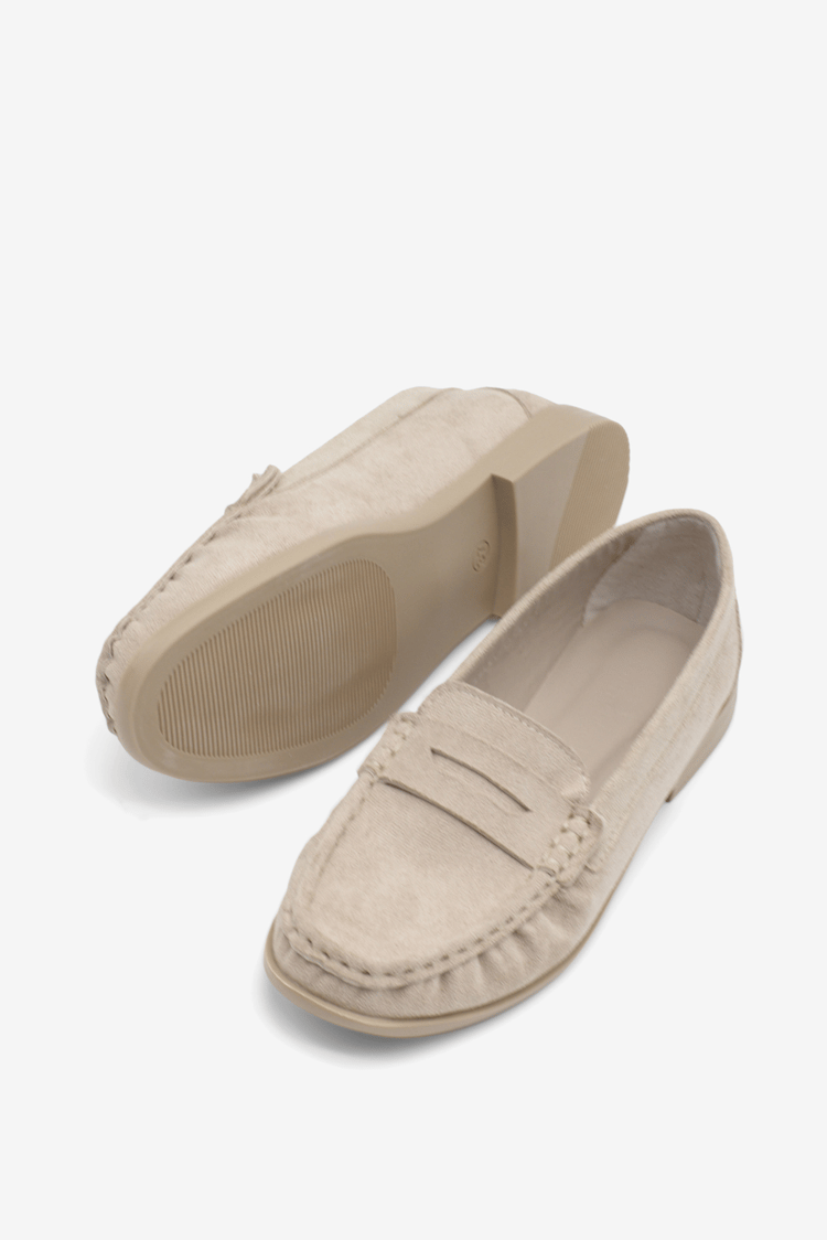 Termo Kaymaz Taban Loafer Oxford Kadın Ayakkabı Kadın Bej Süet Ayakkabı TBGZGN1125