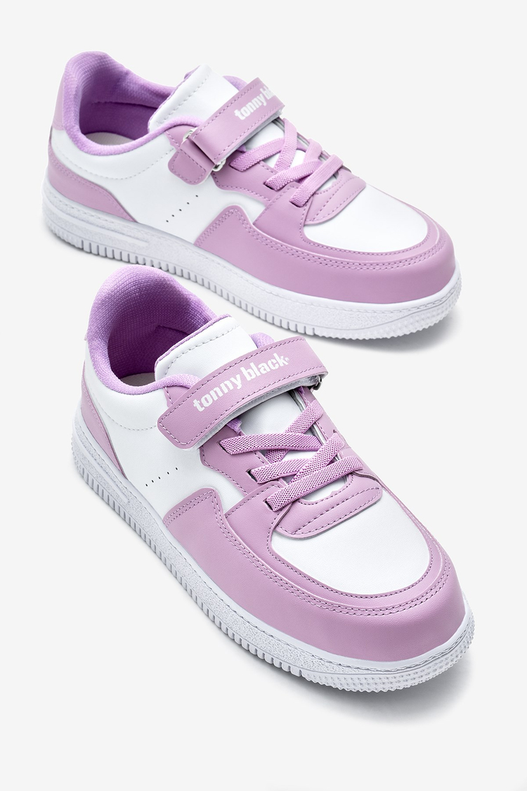 Termo Taban Cırtlı Lastik Bağcıklı Çocuk Unisex Beyaz Lila Spor Ayakkabı TBTMKD030