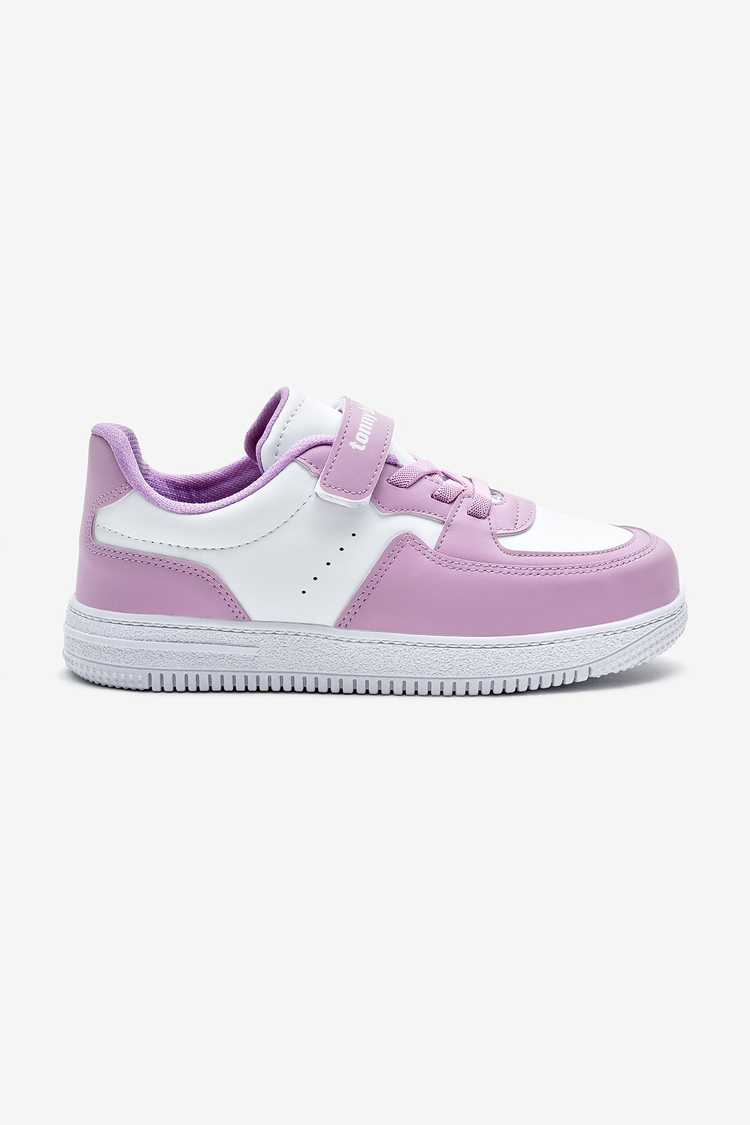 Termo Taban Cırtlı Lastik Bağcıklı Çocuk Unisex Beyaz Lila Spor Ayakkabı TBTMKD030
