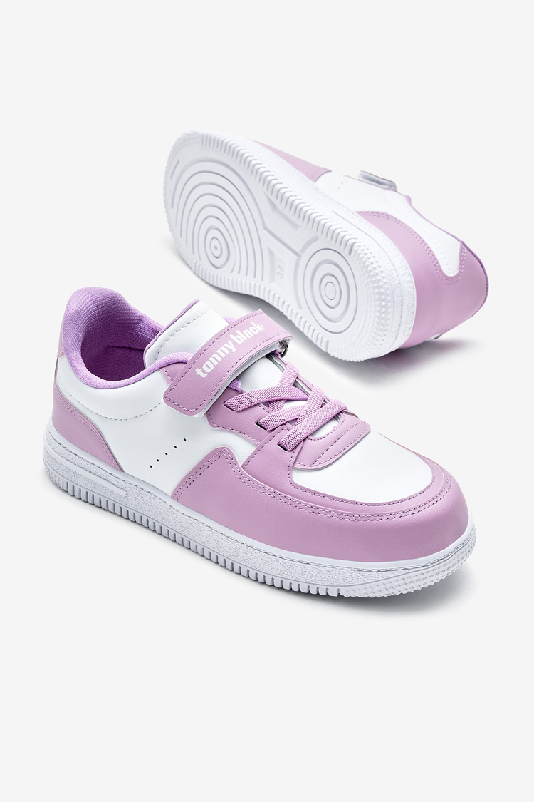 Termo Taban Cırtlı Lastik Bağcıklı Çocuk Unisex Beyaz Lila Spor Ayakkabı TBTMKD030