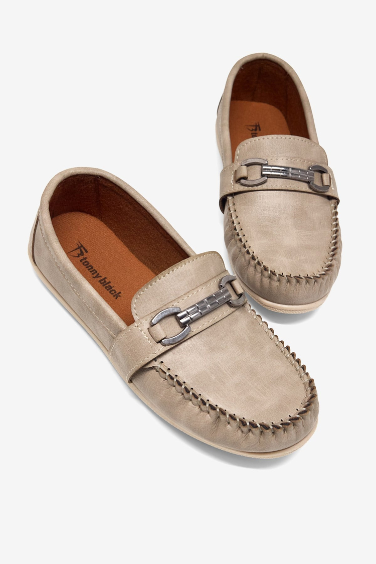 Termo Taban Metal Tokalı Loafer Erkek Çocuk Bej Loafer TBAYZ025