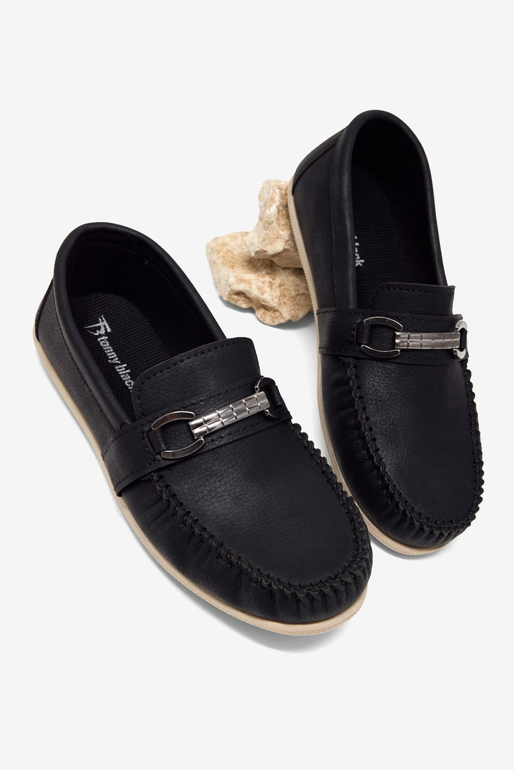 Termo Taban Metal Tokalı Loafer Erkek Çocuk Siyah Loafer TBAYZ025