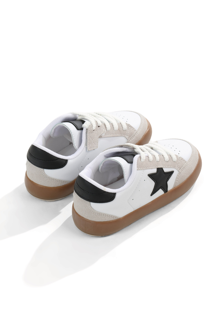 Termo Taban Rahat Kalıp Bağcıklı Sneaker Kadın Beyaz Siyah Sneaker TBZER090