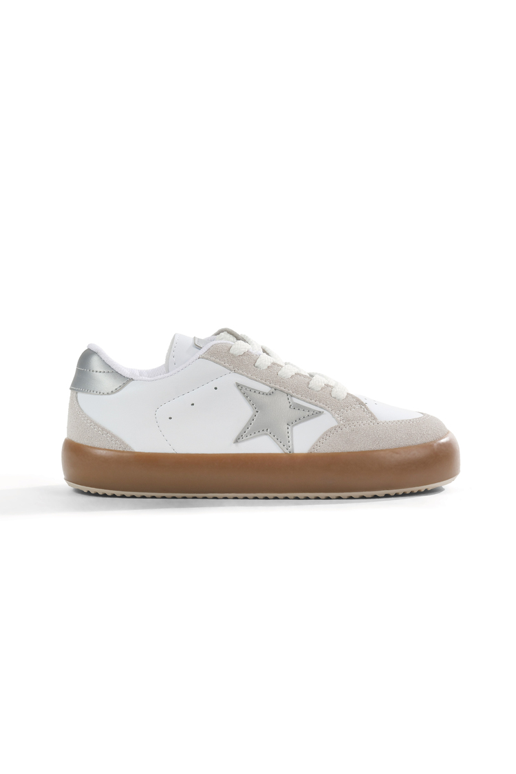 Termo Taban Rahat Kalıp Bağcıklı Sneaker Kadın Beyaz Gümüş Sneaker TBZER090