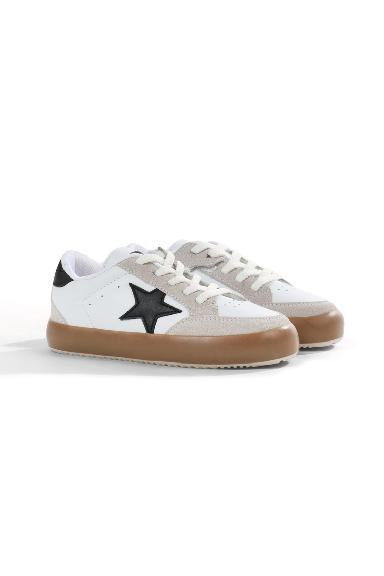 Termo Taban Rahat Kalıp Bağcıklı Sneaker Kadın Beyaz Siyah Sneaker TBZER090