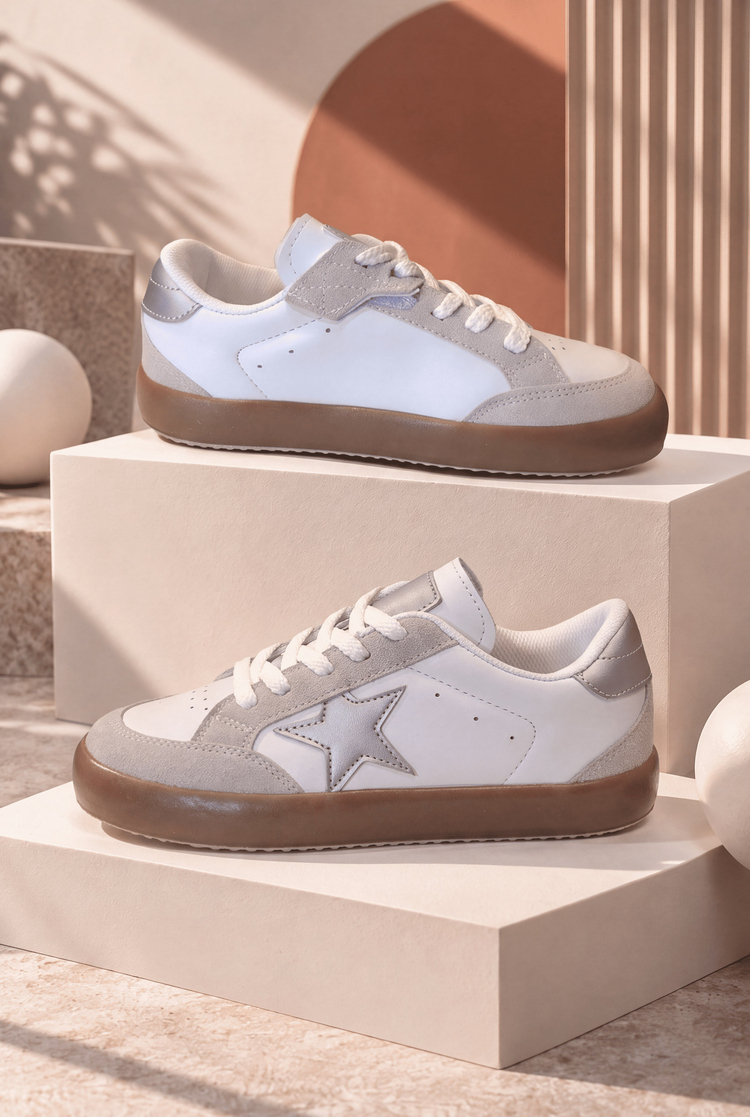 Termo Taban Rahat Kalıp Bağcıklı Sneaker Unisex Beyaz Gümüş Sneaker TBZER090-1A