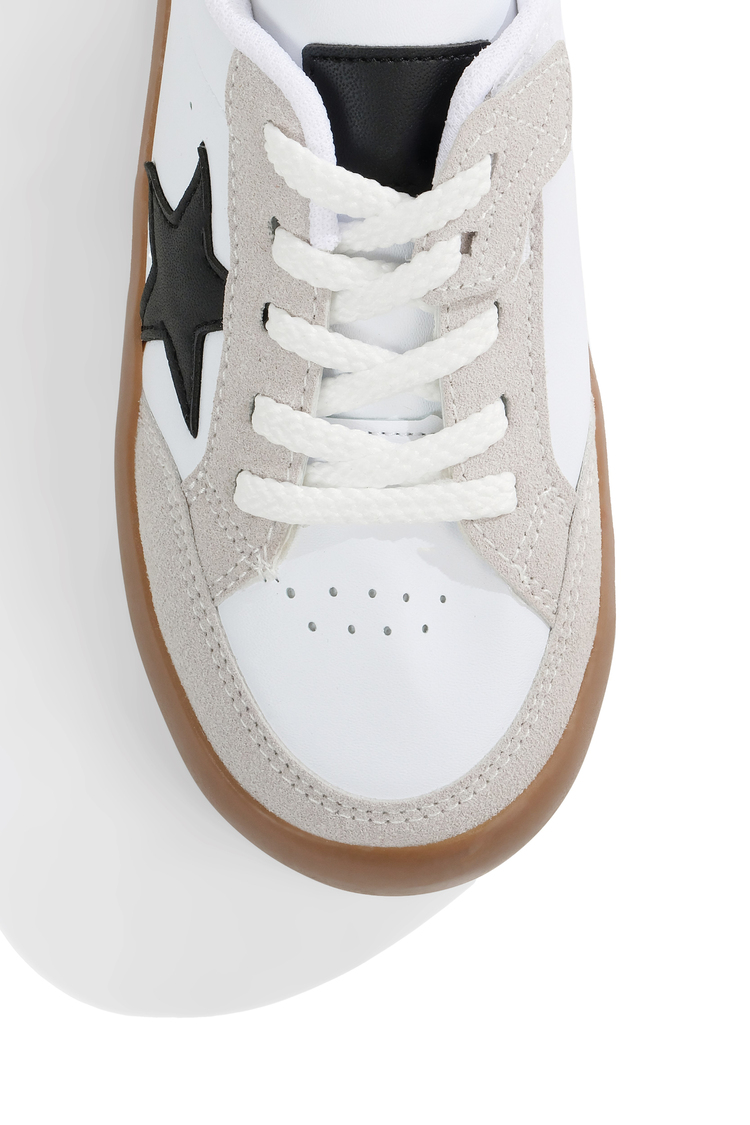 Termo Taban Rahat Kalıp Bağcıklı Sneaker Kadın Beyaz Siyah Sneaker TBZER090