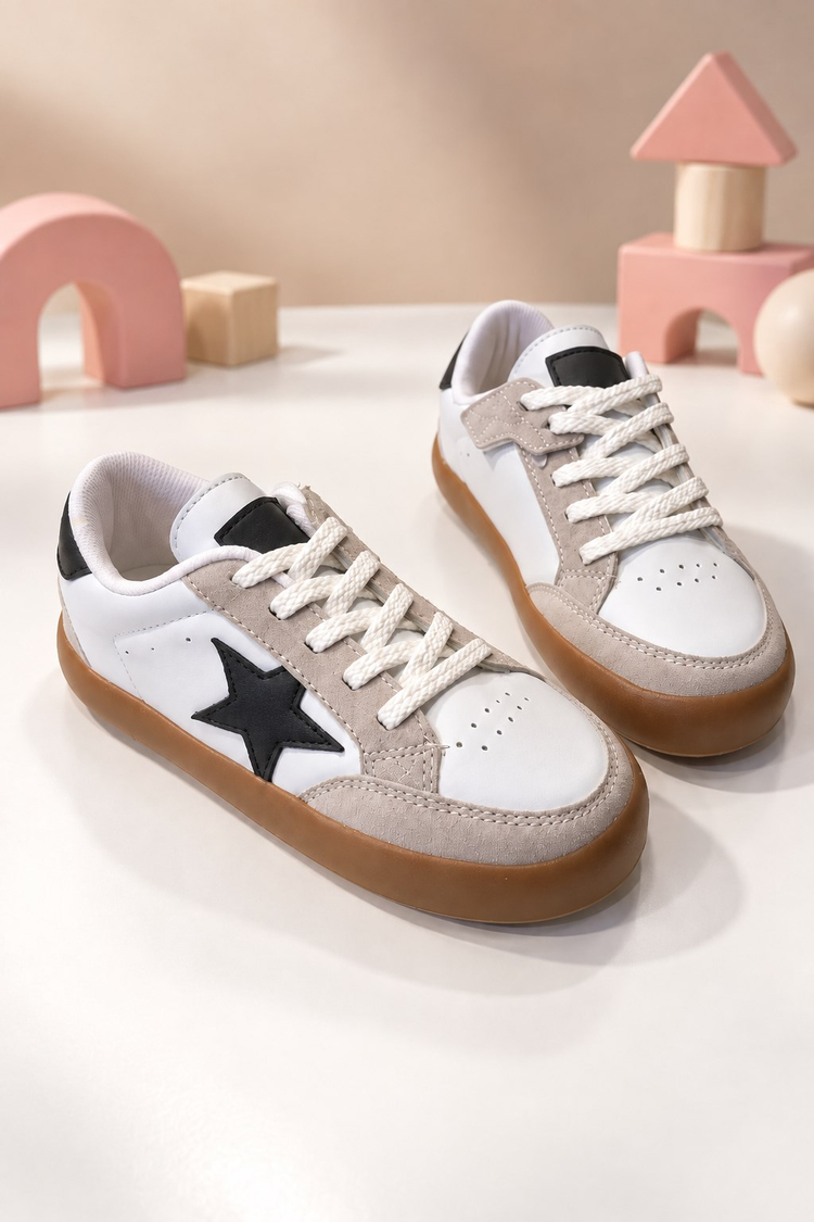 Termo Taban Rahat Kalıp Bağcıklı Sneaker Unisex Beyaz Siyah Sneaker TBZER090-1A