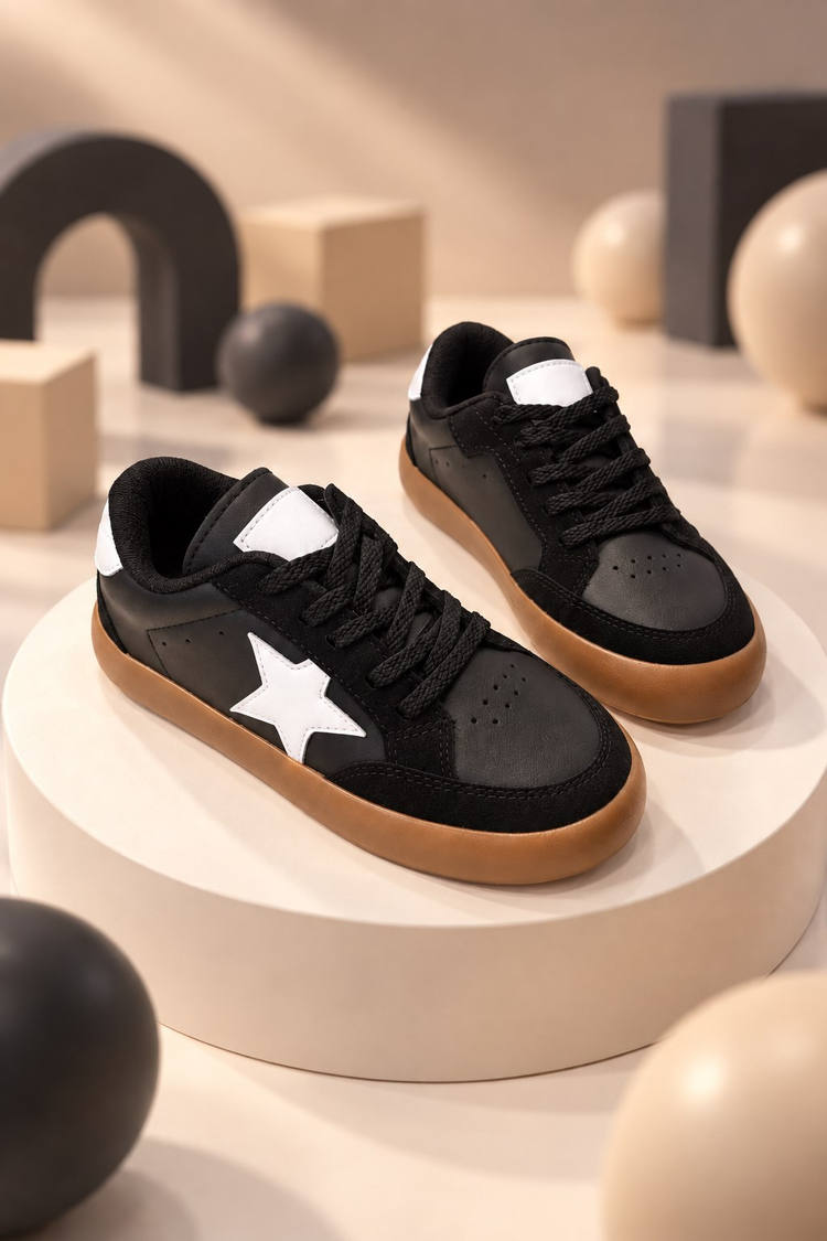 Termo Taban Rahat Kalıp Bağcıklı Sneaker Unisex Siyah Beyaz Sneaker TBZER090