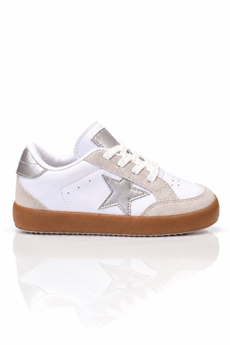 Termo Taban Rahat Kalıp Bağcıklı Sneaker Unisex Beyaz Gümüş Sneaker TBZER090-1A