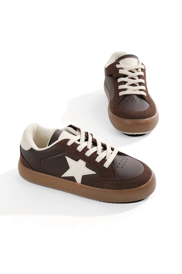 Termo Taban Rahat Kalıp Bağcıklı Sneaker Kadın Kahve Bej Sneaker TBZER090