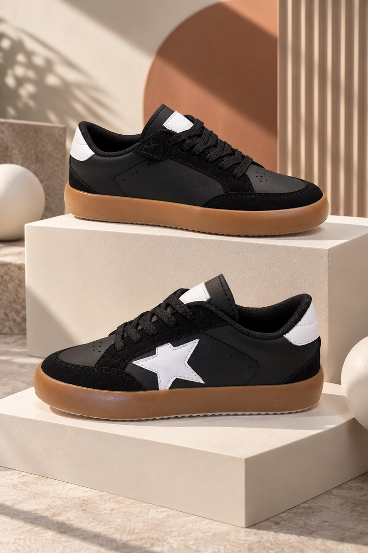 Termo Taban Rahat Kalıp Bağcıklı Sneaker Unisex Siyah Beyaz Sneaker TBZER090