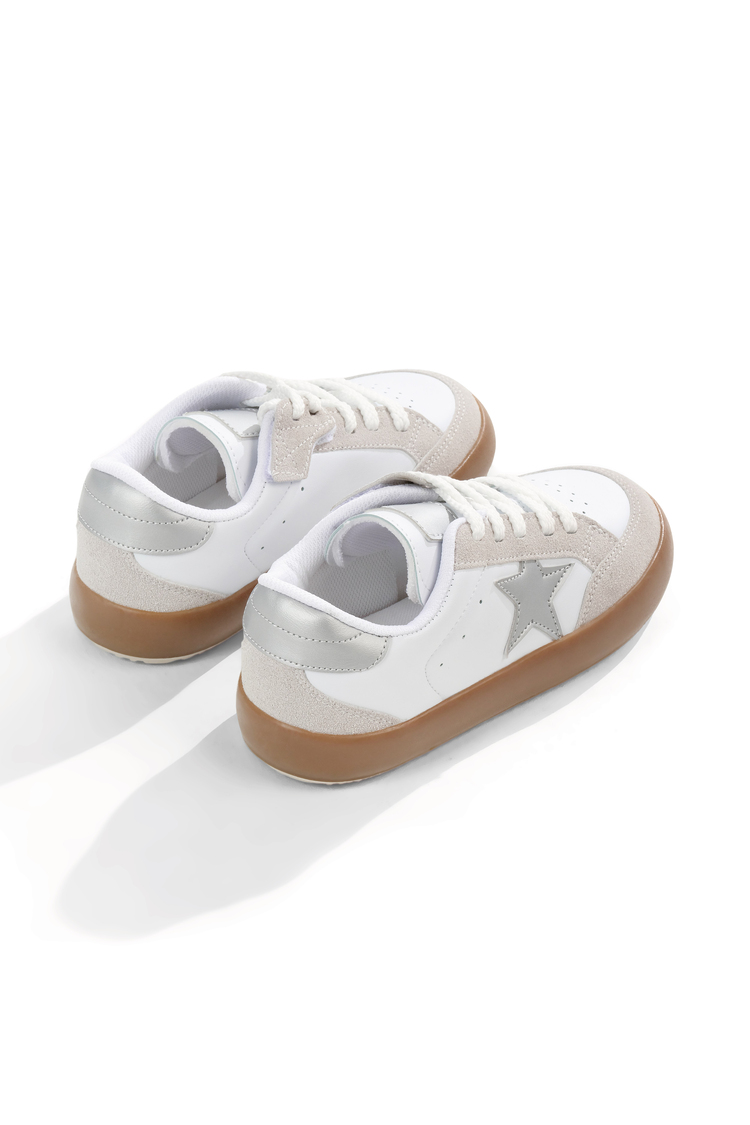 Termo Taban Rahat Kalıp Bağcıklı Sneaker Kadın Beyaz Gümüş Sneaker TBZER090