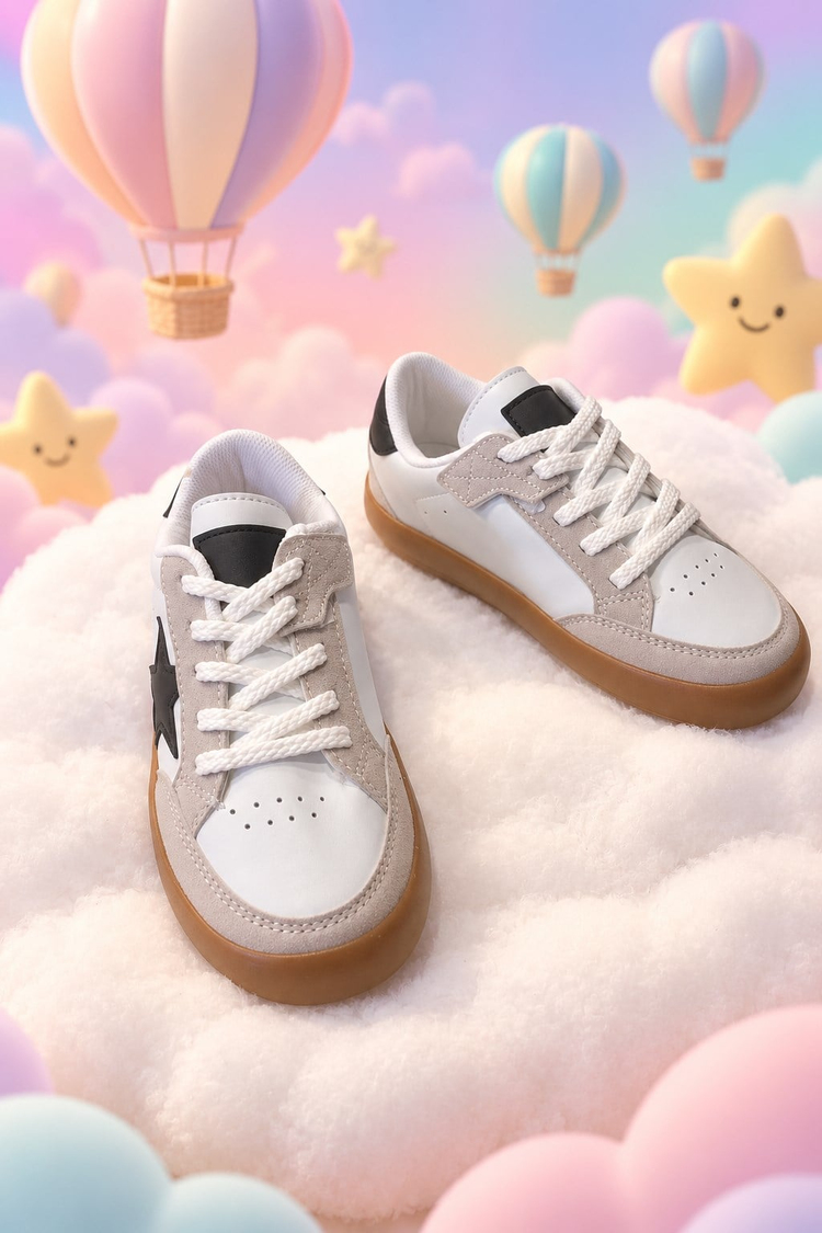 Termo Taban Rahat Kalıp Bağcıklı Sneaker Unisex Beyaz Siyah Sneaker TBZER090-1A
