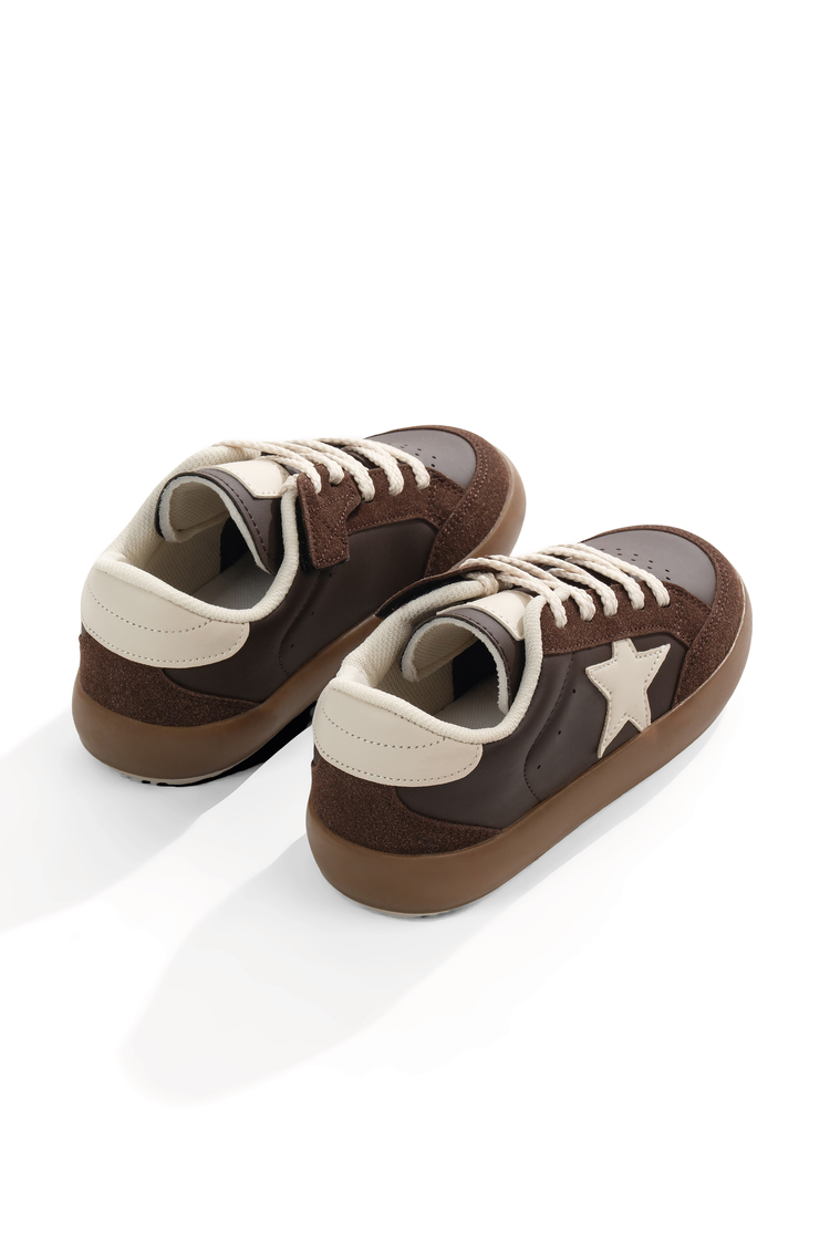 Termo Taban Rahat Kalıp Bağcıklı Sneaker Kadın Kahve Bej Sneaker TBZER090