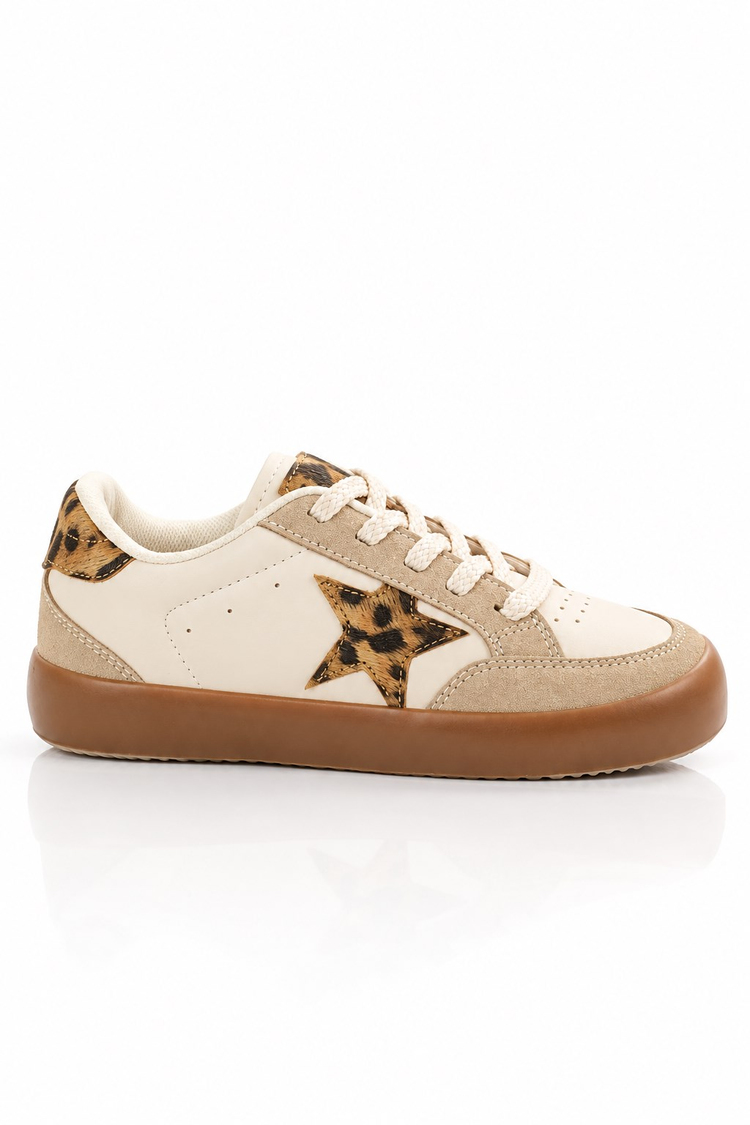 Termo Taban Rahat Kalıp Bağcıklı Sneaker Unisex Bej Leopar Sneaker TBZER090-1A