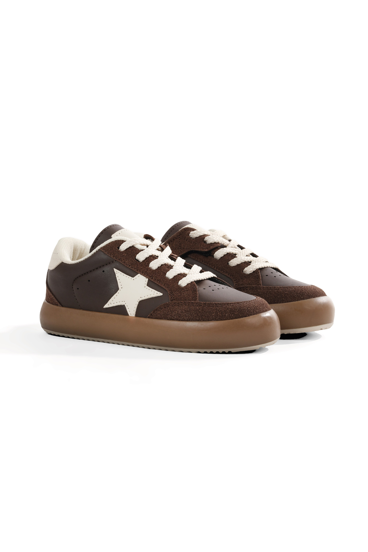 Termo Taban Rahat Kalıp Bağcıklı Sneaker Kadın Kahve Bej Sneaker TBZER090