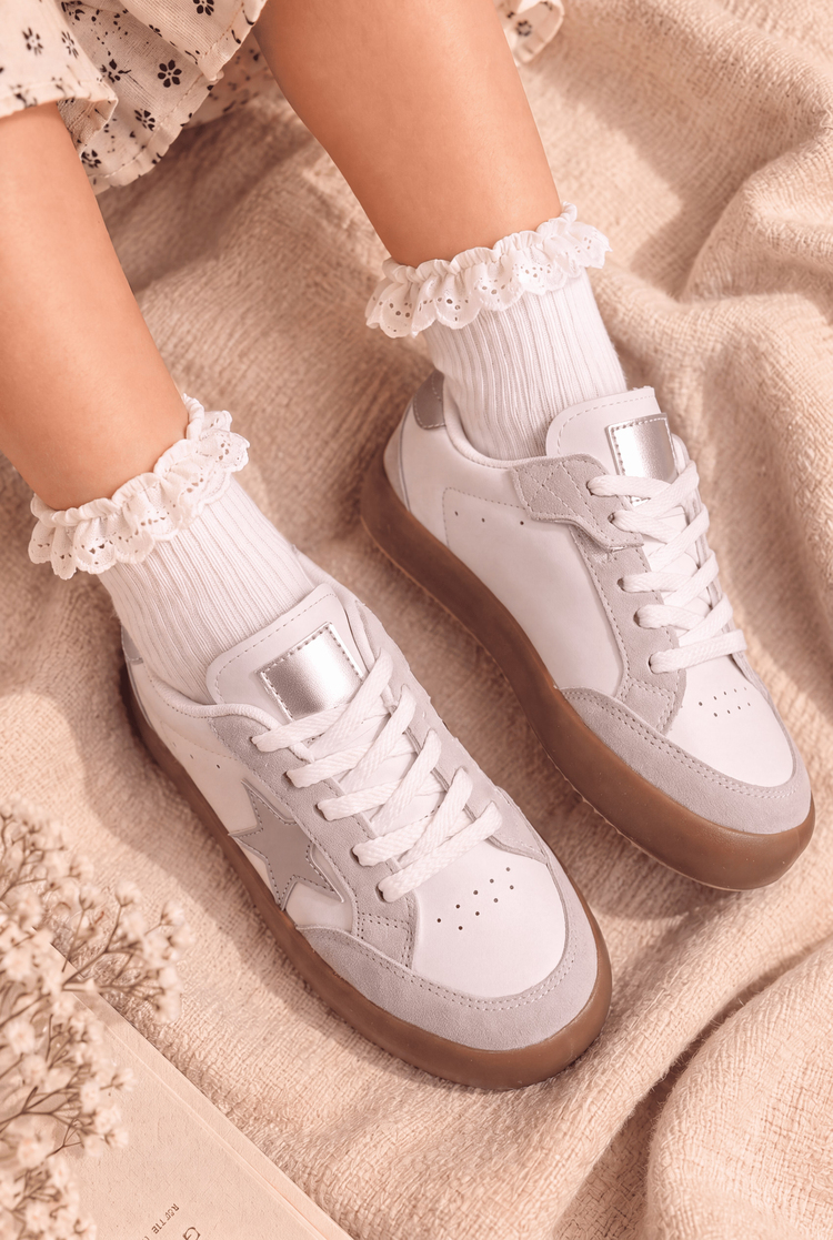 Termo Taban Rahat Kalıp Bağcıklı Sneaker Unisex Beyaz Gümüş Sneaker TBZER090-1A