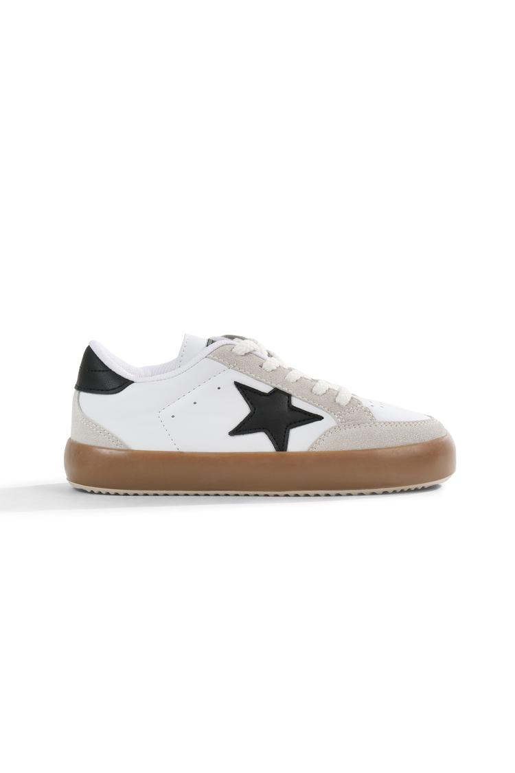Termo Taban Rahat Kalıp Bağcıklı Sneaker Kadın Beyaz Siyah Sneaker TBZER090