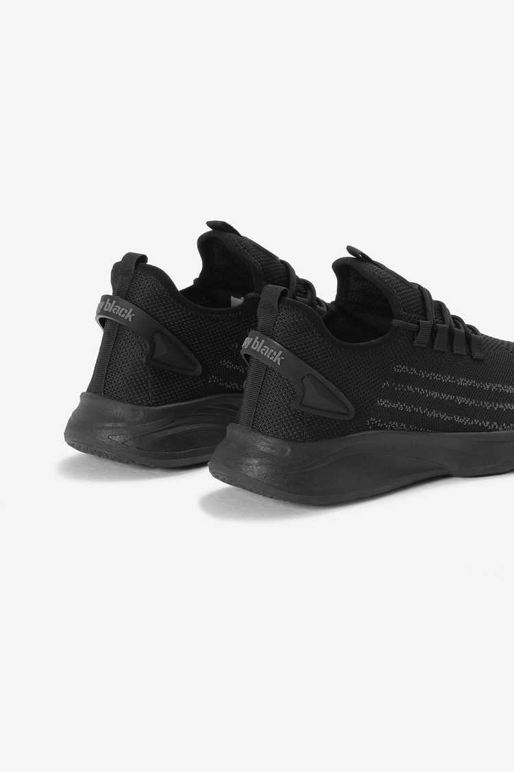 Termo Taban Şerit Detaylı Bağcıklı Triko Unisex Siyah Spor Ayakkabı TBKRG015