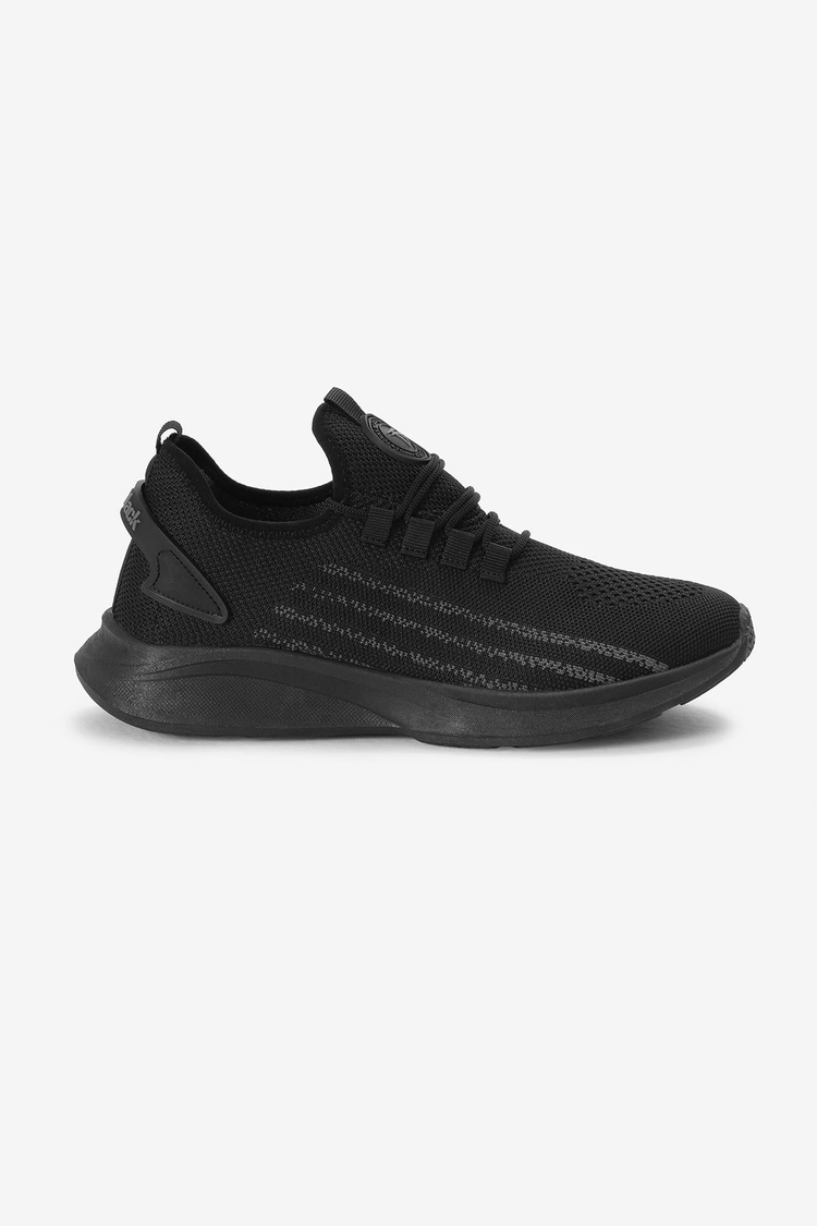 Termo Taban Şerit Detaylı Bağcıklı Triko Unisex Siyah Spor Ayakkabı TBKRG015