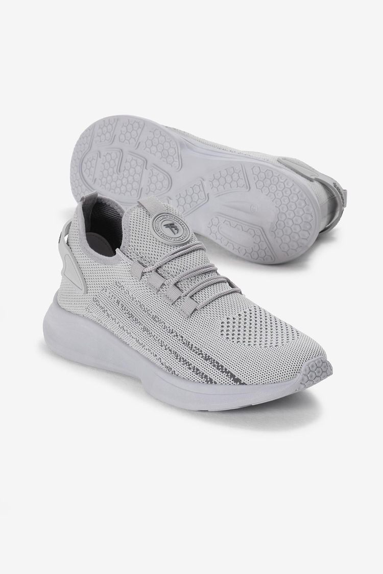 Termo Taban Şerit Detaylı Bağcıklı Triko Unisex Gri Spor Ayakkabı TBKRG015