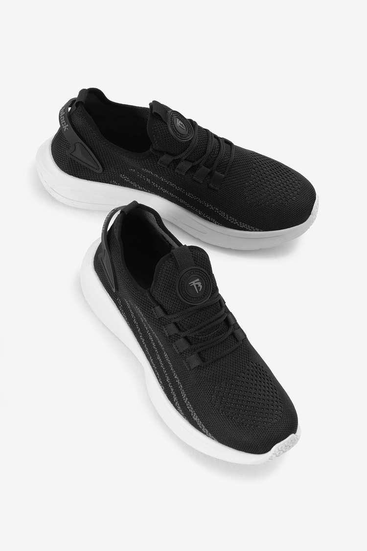 Termo Taban Şerit Detaylı Bağcıklı Triko Unisex Siyah Beyaz Spor Ayakkabı TBKRG015