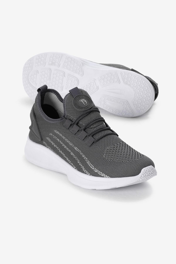 Termo Taban Şerit Detaylı Bağcıklı Triko Unisex Füme Spor Ayakkabı TBKRG015