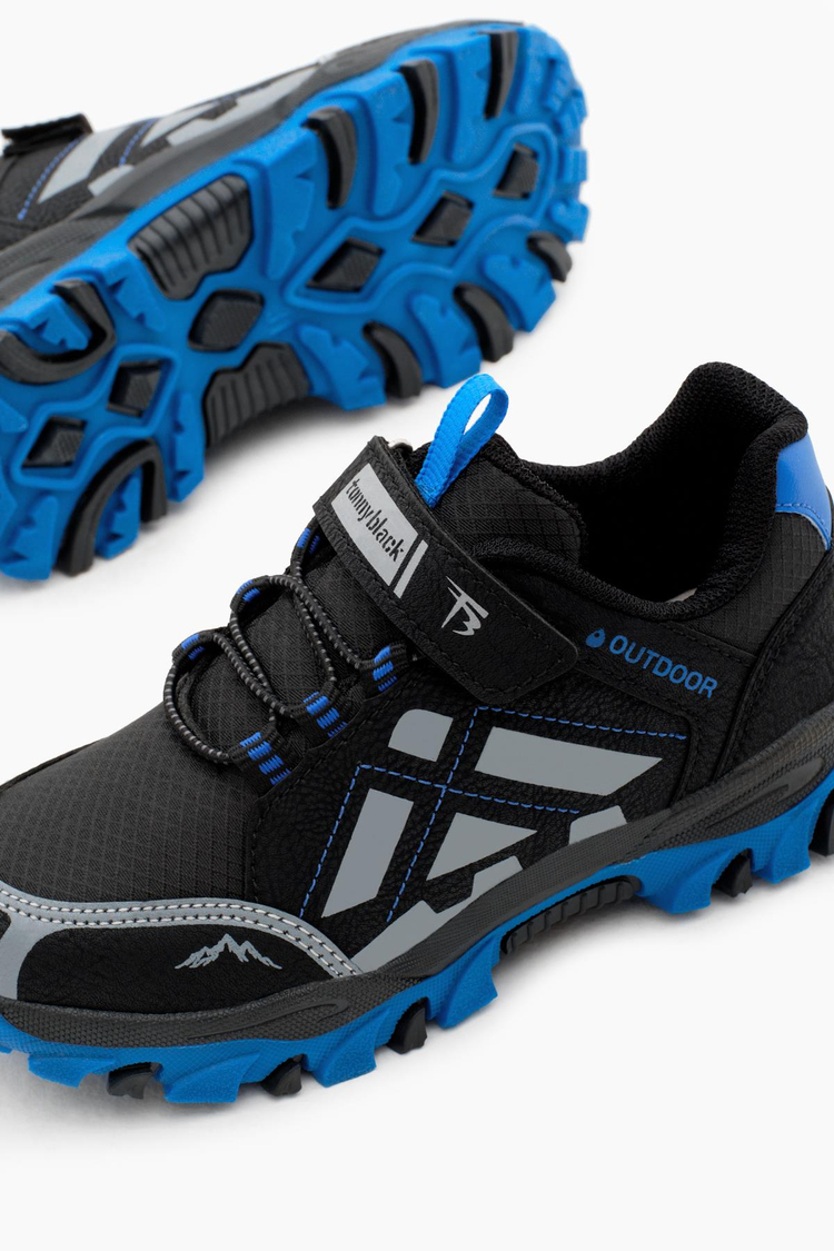 Termo Taban Su İtici Kumaş Cırtlı Çocuk Unisex Siyah Sax Trekking Ayakkabı TBTMKD025