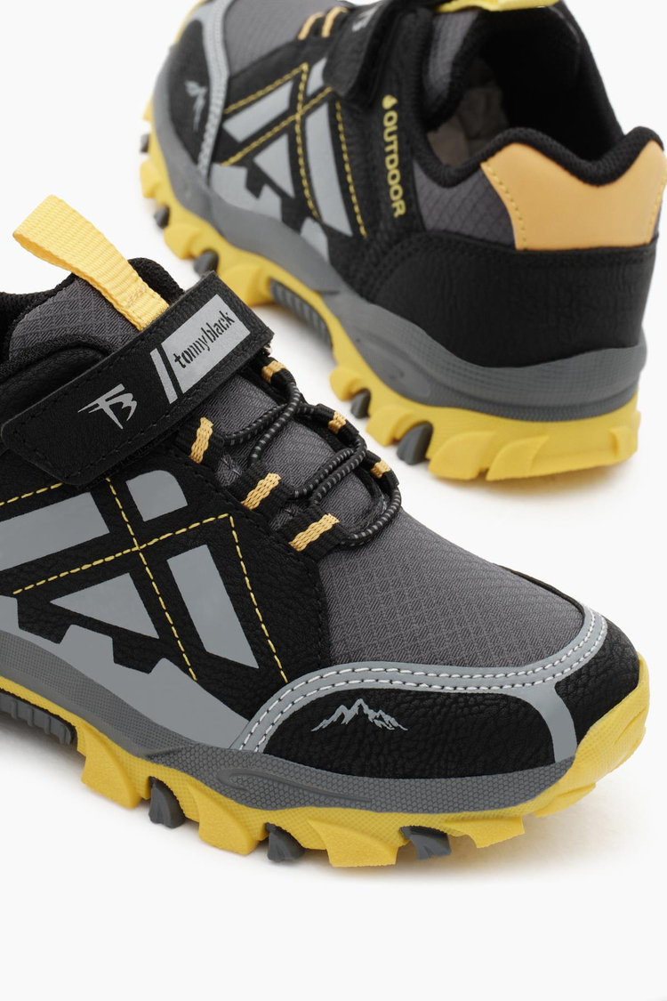 Termo Taban Su İtici Kumaş Cırtlı Çocuk Unisex Füme Sarı Trekking Ayakkabı TBTMKD025