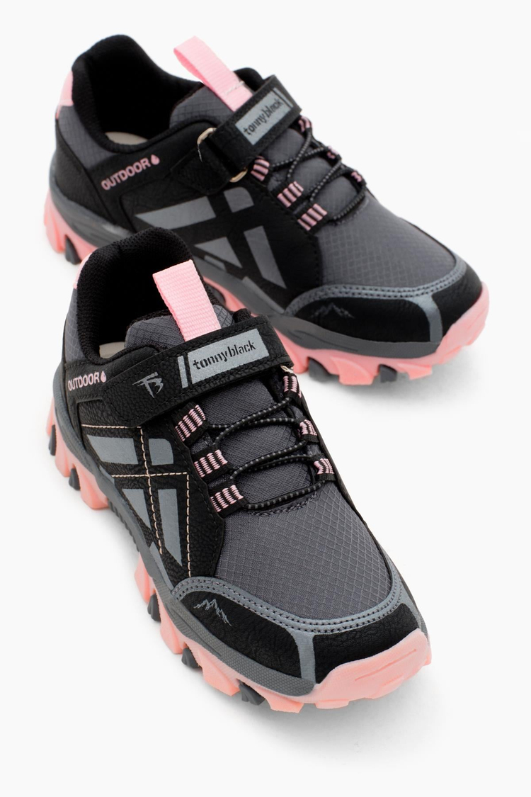 Termo Taban Su İtici Kumaş Cırtlı Çocuk Unisex Füme Pembe Trekking Ayakkabı TBTMKD025