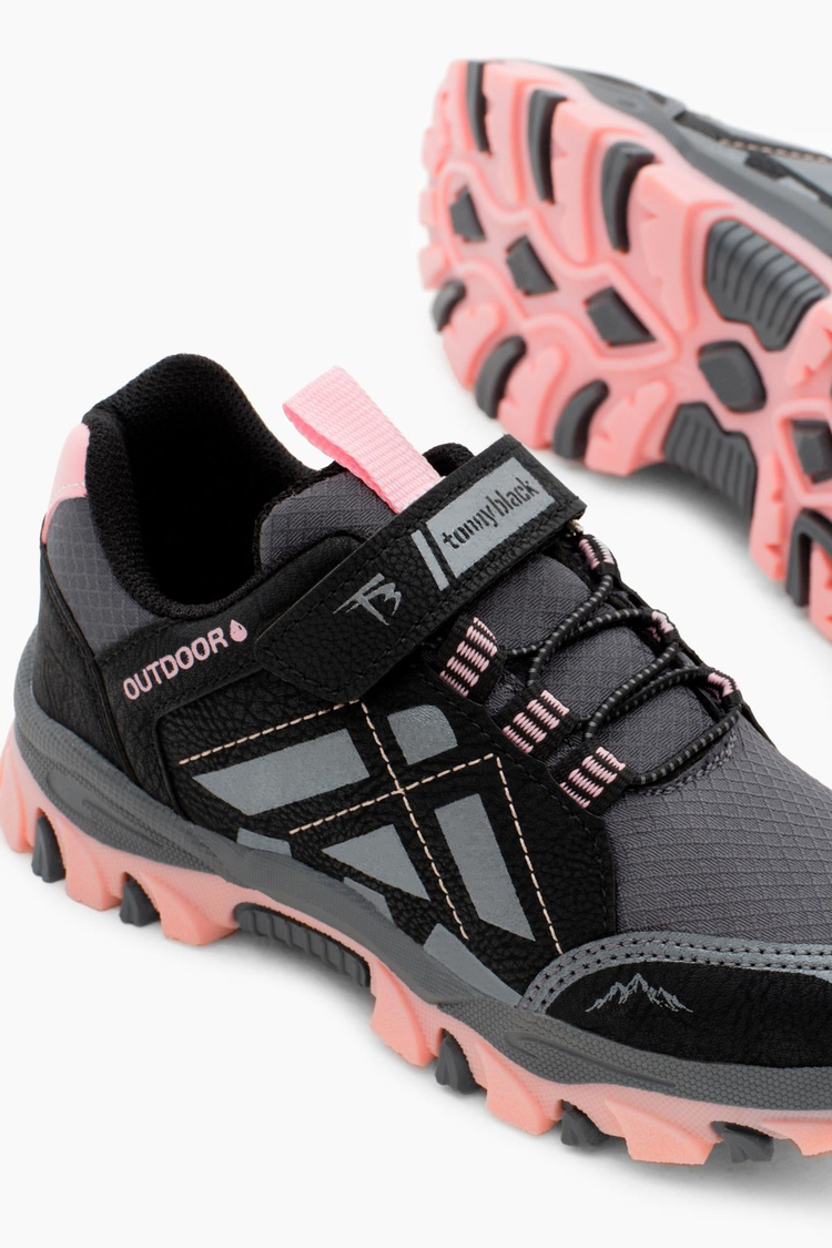 Termo Taban Su İtici Kumaş Cırtlı Çocuk Unisex Füme Pembe Trekking Ayakkabı TBTMKD025